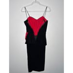 1980s Jitwo’s by Harmon & Co Black Velvet Cocktail Dress w Red Bow XS Photo 7