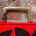 Shiraleah  red and black felt flowered short handle purse clutch Photo 3