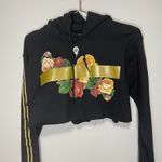 Eivil Regime Cropped Roses Black Hoodie Long Sleev Photo 6