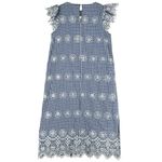 Sail To Sable  Gingham Cotton‎ Eyelet Floral Embroidery Flutter Sleeve Midi Dress Photo 1
