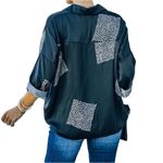 Grade & Gather Geo Satin Shirt Women S Black Oversize Normcore Boho Whimsygoth Photo 3