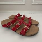 Vionic  Cherry Red Patent Misa Adjustable Hook & Loop Slide Comfort Sandals 8 Photo 0