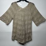 Faded Glory  Women’s Light Brown Knit Top Size M Medium Crochet Boho Sheer Casual Photo 4