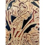 Hand Tooled Tan and Black Floral Western Leather Women Double Braided Strap Photo 3