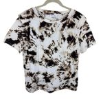 Calvin Klein  Brown Cream Tie Dye Short Sleeve Stretchy Pullover Blouse Size M Photo 0