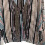 American Eagle  Long Sleeve Striped V-Neck Crop Top Size M Photo 3