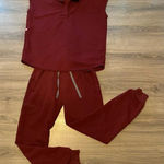 FIGS Women's size XS Zamora Jogger Pants Rafaela Top Burgundy Scrub Set Photo 0