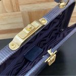 via spiga  Violet “Olivia” Purple Suede Snakeskin Leather Trim Clutch Handbag Photo 9