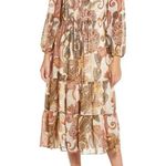 Julia Jordan Floral Print Long Sleeve Tiered Chiffon Midi Dress Size 2 Photo 0