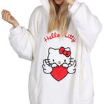 Women’s White oversized hello kitty wearable blanket hoodie size M/L Size L Photo 0
