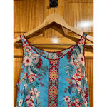Johnny Was  Hazel Trapeze Tunic Dress Aqua Flower Embroidered Tank M Cupra Rayon Photo 1