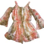 Andree by Unit NWT Tie Dye Romper Cold Shoulder Bell Sleeve Ruffle Hem Sz Lg Photo 15