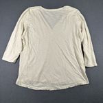 G.H. Bass & Co. Shirt Womens Large Beige Henley 3/4 Sleeve Casual Cotton Top Photo 8