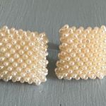 Vintage Screw Back / On Earrings Square Bundle Of Faux Baby Pearls Lovely Photo 3