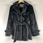 Jessica Simpson Black Cotton Blend Single Breasted Belted Coat Photo 0