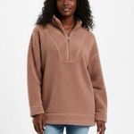 Haven Well Within Sherpa Fleece Quarter Zip Pullover Womens M Brown Cozy Soft Size M Photo 0