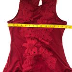 Haute Monde 2000s Romantic Burgundy Red mesh bodysuit floral embroidery appliqué-XL Measurement in pics Photo 4