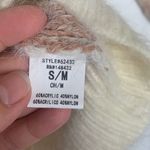 Be cool  women's small medium sweater pullover fuzzy stripe new cream neutral Photo 8