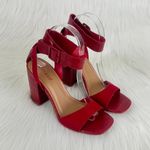 Bamboo  Red Milestone Croc Accent Ankle Strap Chunky Block Heel Sandals Sz 7 Photo 6