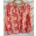 Sigrid Olsen  Linen Tropical Beach Palm Blouse Size Small Photo 1