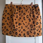 Obey Corduroy Zip Front Mini Skirt in Leopard Print size 10 Photo 2