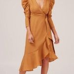C/MEO COLLECTIVE  ADVANCE LONG SLEEVE WRAP DRESS IN MUSTARD Photo 0