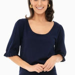 Tuckernuck  Perrin Black Short Sleeve Scoop Neck Ruffle Sweater Photo 0