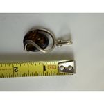 Vintage Flecked Baltic Amber Sterling Silver Modernist Pendant Photo 2