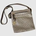 Giani Bernini Grey Faux Ostrich Leather Embossed Small Crossbody Bag Purse Photo 0