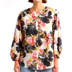 Lucky Brand  Women's Floral Print Cotton Button-Up Shirt Size L Photo 0