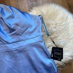 Mac Duggal IEENA FOR  One Shoulder Long Sleeve Satin Mini Dress In Periwinkle Photo 4