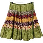 Free People NWT  Many Layers Printed Skirt Full Flowy Boho Scarf Stripes Earthy M Photo 4