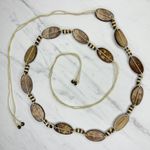 Coconut Shell Beaded Tie Belt Boho Natural Brown Medium (M) ✨ Photo 1