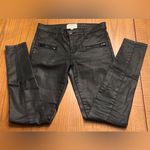 Current/Elliott The Stiletto Biker Zipper Black Coated Cropped Jeans Size 26 Photo 5