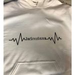 Custom White Long Sleeve Graphic Hoodie Sweater Size M Photo 1