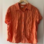 J. Jill Orange Peachy 100% Linen Button Down Top Size 2X Photo 0