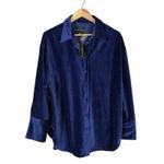 NWT Hunter & Brown Velvet Button Down Top Womens L Blue Oversized Clean Girl Size L Photo 1