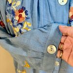 NWT FIG & FLOWER All Over Embroidered Button Front Lightweight Top Blue Sz L 💚 Size L Photo 2