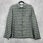 Easy Spirit  Gray Stripe Button Metallic Long Sleeve Coat Jacket Large Photo 0