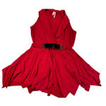 Sleeveless blouse Red Sheer Collar Party Cocktail top with Belt Photo 0