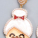 New Holiday Fashion Mrs. Claus/Granny Pearl Bead Design Alloy Stud Earrings Photo 0
