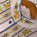 Bob Mackie  Wearable Art Embroidered Floral Bib Blouse Medium Photo 2