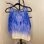 BCX Blue and White Ombré Beaded Cold Shoulder Top/Blouse Photo 3