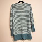 Sundance  Sweater White Aqua Stripe Cardigan Lambswool Wool Mohair Blend Large Photo 1