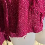 Juicy Couture Deep Red Cropped Vneck Sweater Metallic Collar Ragged Edges Large Photo 6