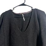 Free People  Oversized Distressed V Neck Sweater Black Knit Size M Photo 1