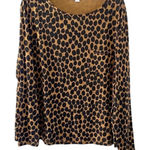 Boden Cheetah Animal Print Long Sleeve Pocket Top US 14 Brown Black Minimalist Photo 0