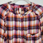 Pilcro Anthropologie Breezy Plaid Top Button Up Shirt Blouse Ruffle Size LP Photo 12