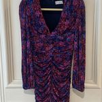 REBECCA VALLANCE Cherry Bomb Floral Print Shirred Long Sleeve Mini Dress 2 NWOT Purple Photo 6