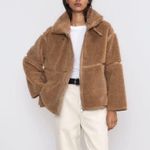 ZARA  Faux Fur Teddy Sherling Jacket in Camel Small Photo 0